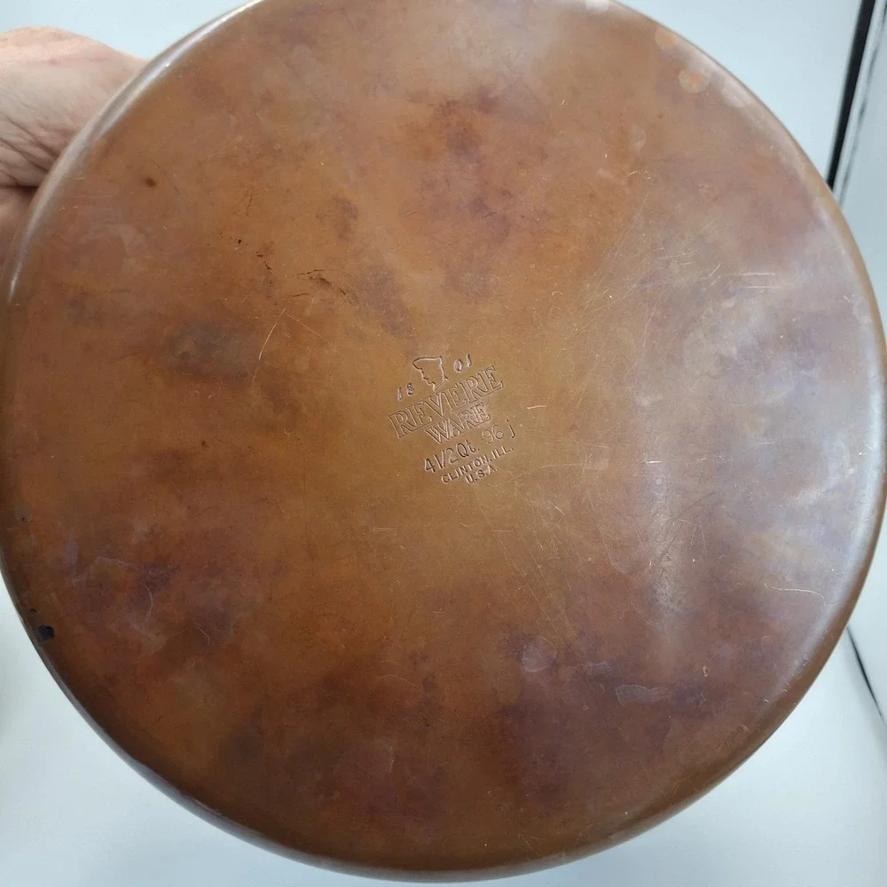 Vintage Revere Ware 4 1/2 Qt Copper Clad Stock Pot with Lid 1801 Clinton‎ IL USA